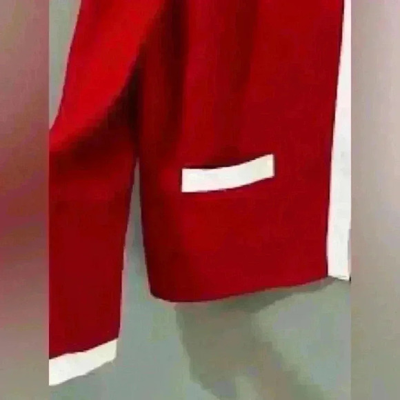 Vintage Leslie Fay blazer straight lines classic box cut red/white Sz 16 - Picture 4 of 5